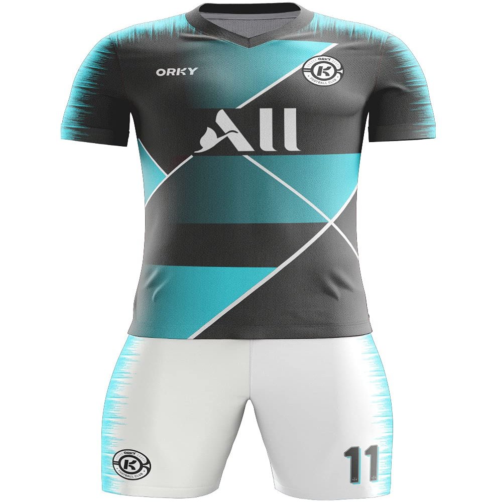 ORKY Men Custom Soccer Jersey with Short, Women Personalize Name Number Shirt, Kids School Team Uniform(Gray Green Medium)