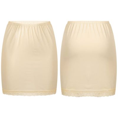 Aislor Lace Trim Waist - Knee Length Half Slips for Womens Under Dress Nude 1Pc