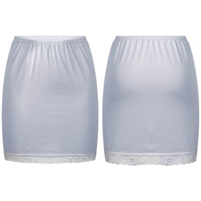 Aislor Lace Trim Waist - Knee Length Half Slips for Womens Under Dress Grey 1Pc
