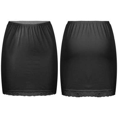Aislor Lace Trim Waist - Knee Length Half Slips for Womens Under Dress Black 1Pc