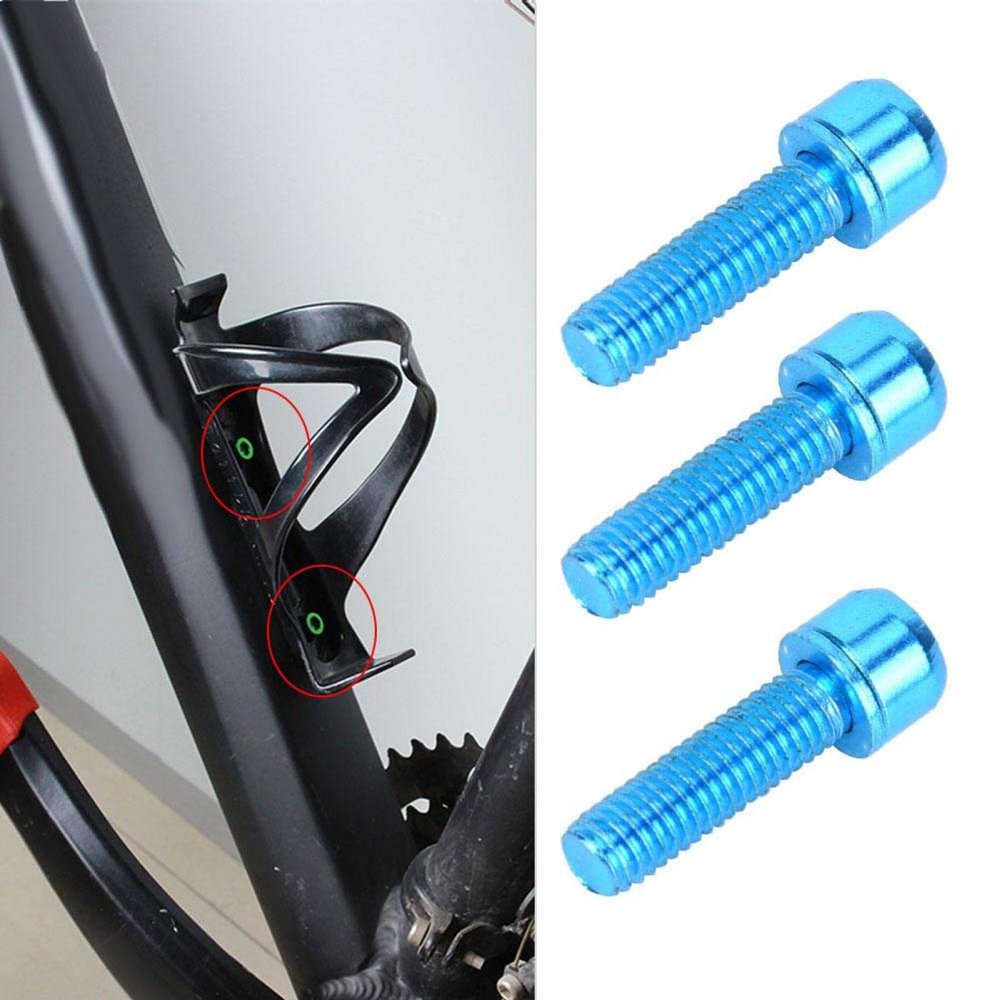 6pcs M5x25mm Bike Water Bottle Cage Bolts, Titanium Alloy M5 Hex Socket Tapping Screw for Bottle Holder Bracket Rack Cycling Bracket Bolt for Bike Bottle (Blue)
