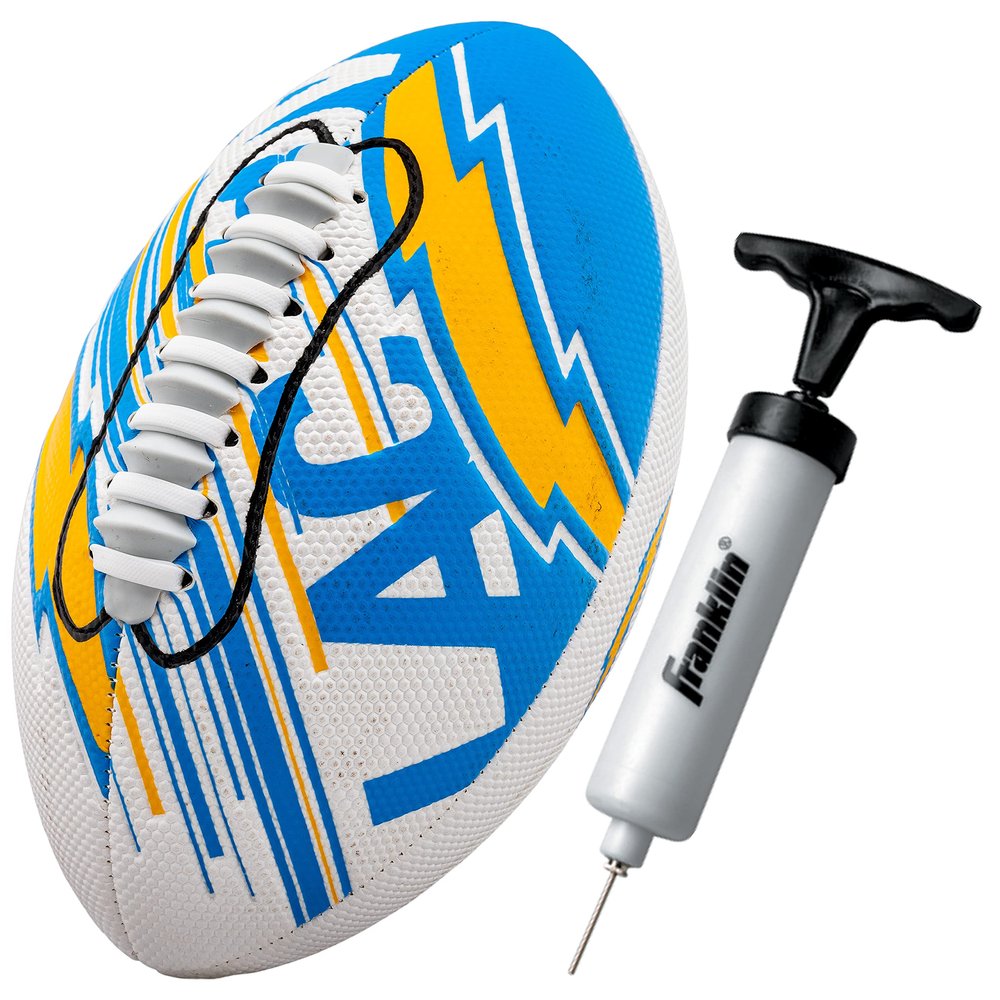 Franklin Sports NFL Los Angeles Chargers Football - Youth Mini Football - 8.5" Junior Size Ball - SPACELACE Easy Grip Texture- Perfect for Kids