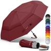Royal Walk Windproof Folding Travel Umbrella Compact and Strong Luxurious Real Wood Handle Automatic Open Close Vented Double Canopy for Men and Women view 1