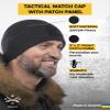 2SBR 2SABERS Fleece Winter Warm Watch Cap - Mens Outdoor Cold Weather Skull Beanie Hat Black (US, Alpha, Medium, Black Patch Panel) view 2