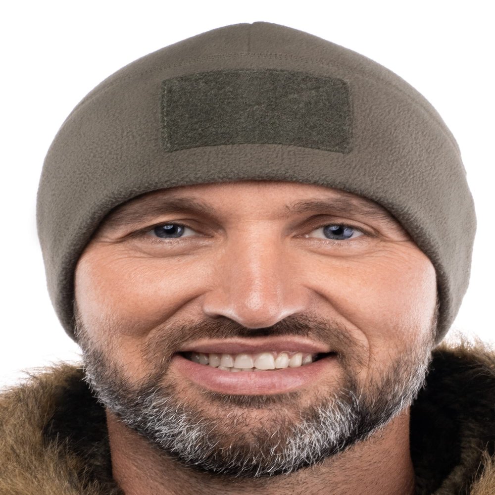 2SBR 2SABERS Warm Outdoor Winter Fleece Beanie with Patch Panel  Skull Watch Cap Hat Olive Green