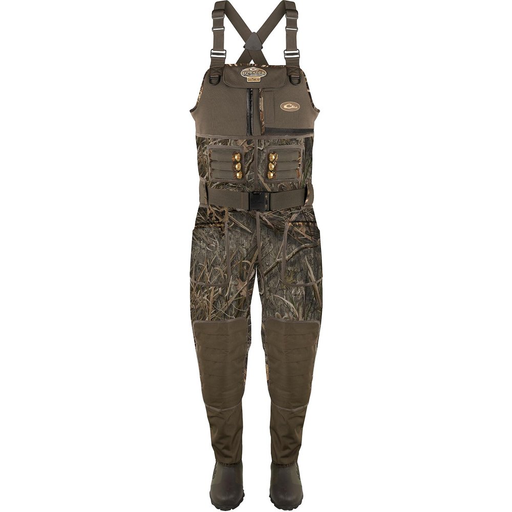 Drake Waterfowl Men's Buckshot Eqwader 1600 Neoprene 3.0 Hunting & Fishing Durable Waterproof Chest-High Waders with Boots, Mossy Oak Shadowgrass Habitat, Stout, Boot - 8