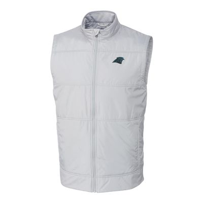 Cutter & Buck Men's Heather Gray Carolina Panthers Big & Tall Stealth Full-Zip Vest