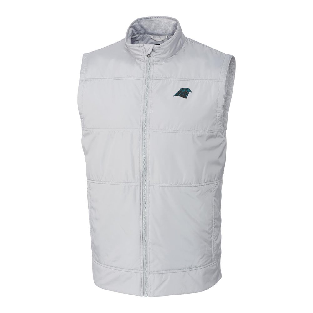 Cutter & Buck Men's Heather Gray Carolina Panthers Big & Tall Stealth Full-Zip Vest