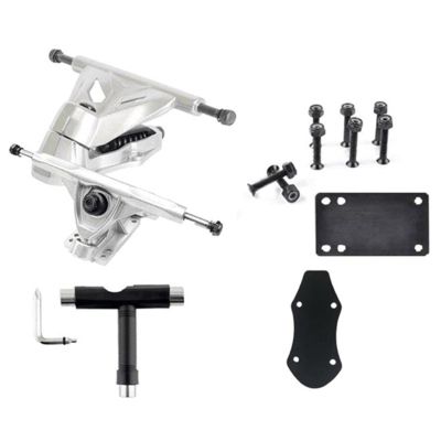FEBRONG Skateboard Accessories 6inch Bracket Base Surfing Bridge Steering Shock Absorber Racks-Silver