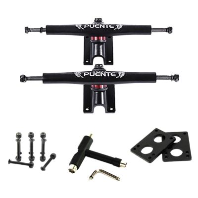 FEBRONG Skateboard Accessories 2Pcs Generic 7 Inch Bracket Truck Shock Resistant Trucks Parts-Black