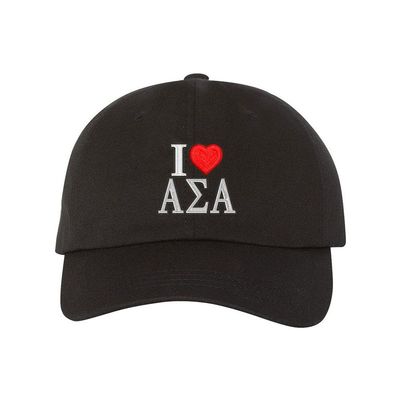Alpha Sigma Alpha I Love Hat Black