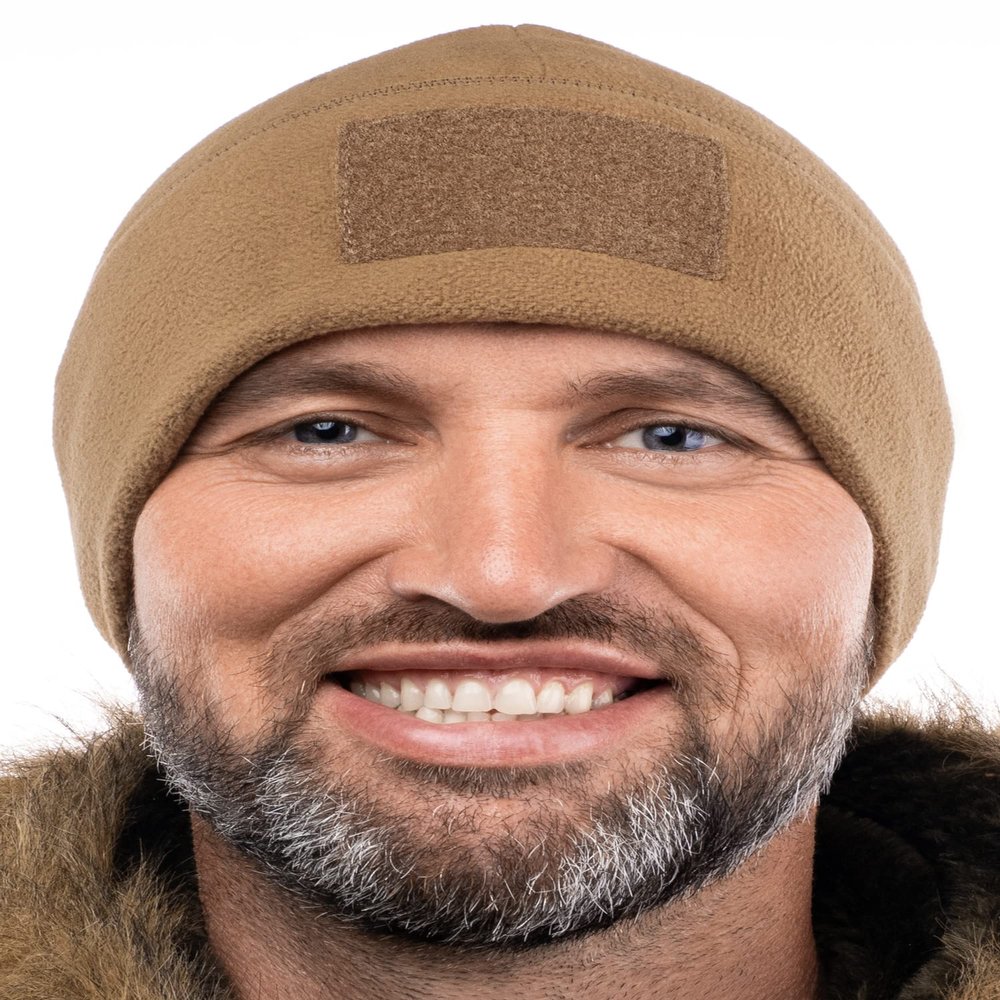 2SBR 2SABERS Fleece Winter Warm Watch Cap - Mens Outdoor Cold Weather Skull Beanie Hat Black (US, Alpha, X-Large, Coyote Patch Panel)