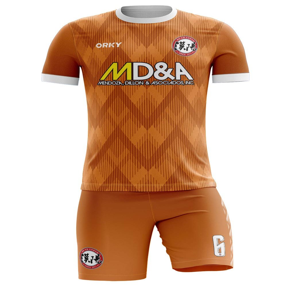 ORKY Custom Men Soccer Jersey with Short, Women Personalized Name Number Sport Shirt, Boys Girls Training Uniform Full Kit(Orange 150cm)