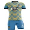 ORKY Custom Men Soccer Jersey with Short, Women Personalized Name Number Sport Shirt, Boys Girls Training Uniform Full Kit(Blue Yellow 120cm) view 1