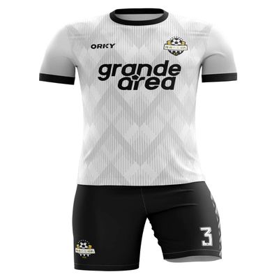 ORKY Custom Men Soccer Jersey with Short, Women Personalized Name Number Sport Shirt, Boys Girls Training Uniform Full Kit(White Gray 120cm)