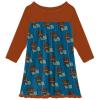 KicKee Print Long Sleeve Swing Dress for Girls, Soft Girl Clothes, Baby and Kid (Cerulean Blue Dog Ate My Homework - S-6/8) view 1