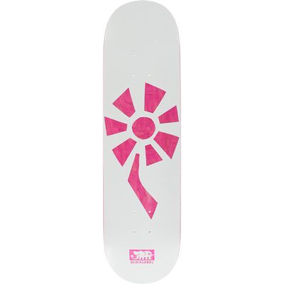 Black Label Flower Power Skateboard Deck -8.25 White/Pink Veneer - (Bundled with Free 1" Hardware Set)