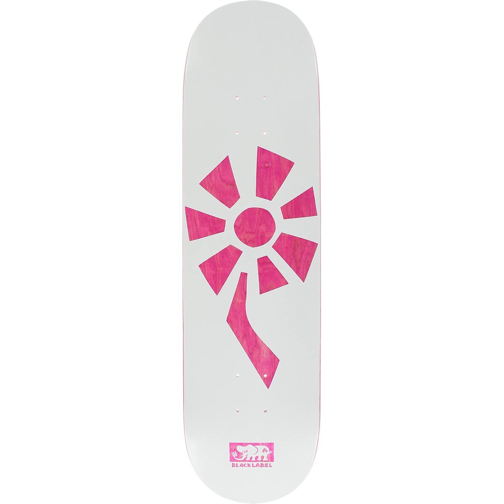 Black Label Flower Power Skateboard Deck -8.25 White/Pink Veneer - (Bundled with Free 1" Hardware Set)