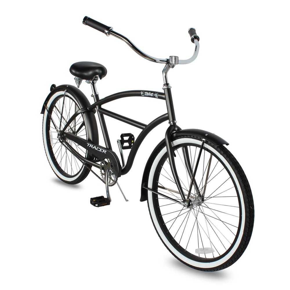 Tracer Taha Beach Cruiser Bike, 26 inch Commuter Bicycle, Single Speed/7 Sepeed Options, Hi-Ten Steel Frame, City Hybrid Bike for Women Men Adult, Matte Black