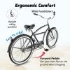 Tracer Taha Beach Cruiser Bike, 26 inch Commuter Bicycle, Single Speed/7 Sepeed Options, Hi-Ten Steel Frame, City Hybrid Bike for Women Men Adult, Matte Black view 3