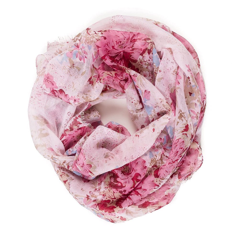 MIMOSITO Infinity Scarfs for Women Lightweight Floral Flower Fall Winter Fashion Wrap Shawl (M-INF-P077-Pink)