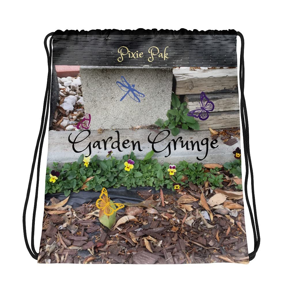 Jungle Pixie Garden Grunge Collection print, Drawstring bag