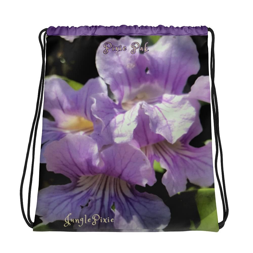 Jungle Pixie Purple Flower Collection print, Drawstring bag