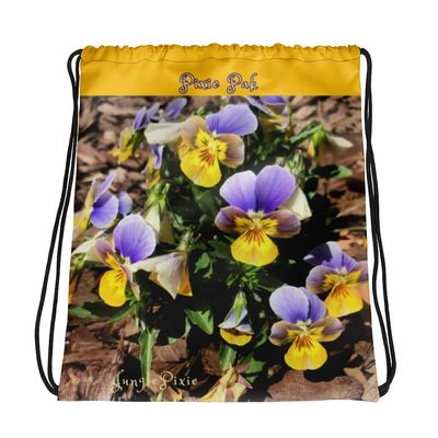 Jungle Pixie Jonny Jump Up Flower Collection print, Drawstring bag