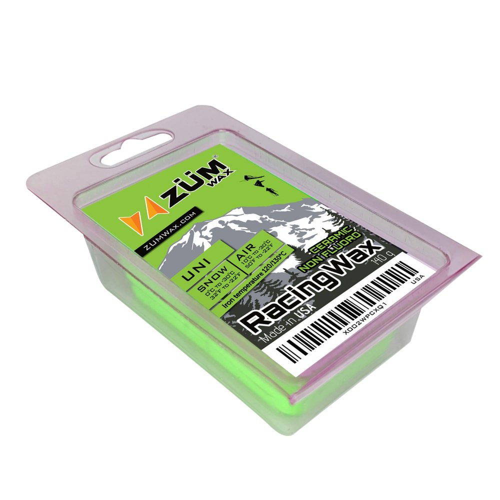 ZUMWax Iron-On Ski/Snowboard/Nordic CERAMIC Wax, 140g, All Conditions, Durable, PFAS-free. Made with eco-friendly ceramic & silicon dioxide, extreme speed. 100% hydrocarbon, NO FLUORO, Made in the USA