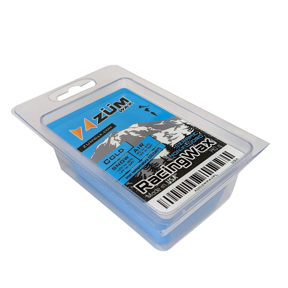 ZUMWax Iron-On Ski/Snowboard/Nordic CERAMIC Wax, 140g, COLD Temp, durable, PFAS-free. Made with eco-friendly ceramic and silicon dioxide for extreme speed. 100% hydrocarbon, NO FLUORO, Made in the USA