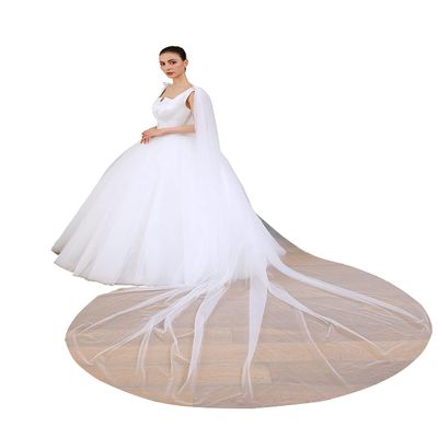 EllieHouse Long Tulle Shoulder Bridal Cape Wedding Veil Cloak Ivory 3M