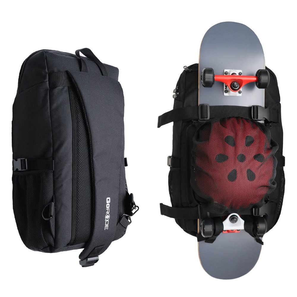 GoRide Sling Single Strap Electric Longboard Skateboard Backpack Bag Carrier with Laptop Holder (Black)
