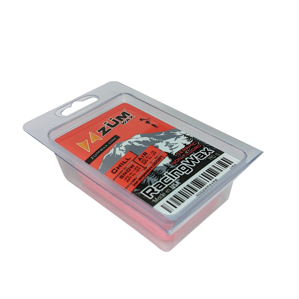 ZUMWax Iron-On Ski/Snowboard/Nordic Ceramic Wax, 140g, CHILL Temp, Durable, PFAS-Free. Made with eco-Friendly Ceramic and Silicon Dioxide for Extreme Speed. 100% Hydrocarbon, NO Fluoro, Made in USA