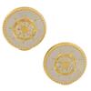 Cream White Enamel Captain Wheel Gold Tone Nautical Clip On Button Earrings 1" charm original view 1