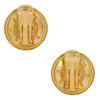 Cream White Enamel Captain Wheel Gold Tone Nautical Clip On Button Earrings 1" charm original view 2