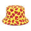 Unisex Heart Printed Bucket Hat Black Red Fisherman Caps for Men Women Reversible Travel Beach Sun Hats Teens (Yellow) view 1