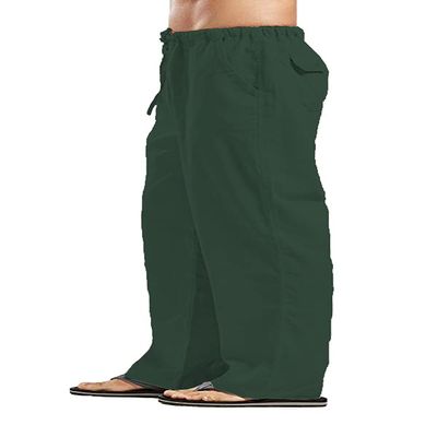 Men's Long Pants Soft Plus Size Pants with Elastic Waist Drawstring Dark Green