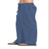 Smilily Men's Casual Pants Linen Cotton Travel Comfy Lounge Pants with Pockets Light Blue view 1