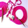 Star Point Horsemanship Mini-Pony 4 Knotted Rope Halter & 8' Lead Set (Raspberry, Medium 32-36" Mini) view 1