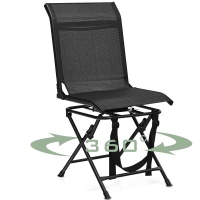 GYMAX Hunting Chair, 360 Degree Swivel Hunting Blind Chair with Carry Handle, 330 lbs Capacity, Comfortable, Waterproof, Portable and Silent Folding Dove Hunting Chair for Blinds (Without Armrest)