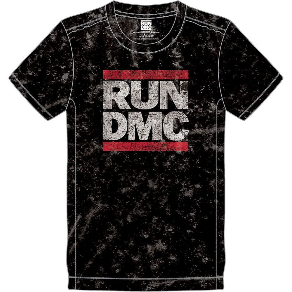 Run DMC Unisex Tee (Snow Wash): Logo - Medium - Black