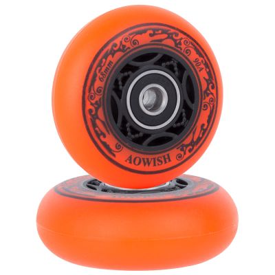 AOWISH 68mm 90a Ripster Wheels w/Bearings ABEC-9 for Mini Ripstik, Ripstick Mini, 2-Wheeled Caster Board, Carving Casterboard, Wave Board, Rolling Luggage (Set of 2) (Orange)