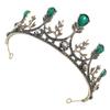 Lurrose Baroque Queen Crown Rhinestone Wedding Tiaras and Crown for Bride Handmade Crystal Headband Tiara for Women and Girls Green view 1