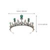 Lurrose Baroque Queen Crown Rhinestone Wedding Tiaras and Crown for Bride Handmade Crystal Headband Tiara for Women and Girls Green view 2