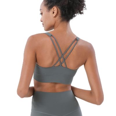 Yoga Bra Women's Bra Women's Tube Top Breathable Sports Top Bralette Solid Push Up Top Women 7 Colors (Color : Gray, Size : Small)