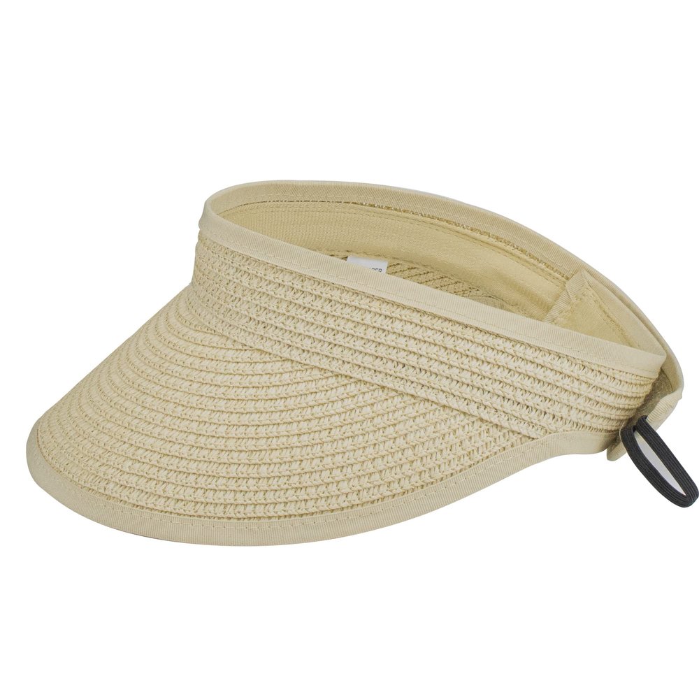 Straw Sun-Visor-Hats for Kids, Summer Straw Beach Hat Cap for Toddlers (Beige, Medium)