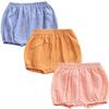 EISHOW 3 Pack Infant Baby Soft Ruffle Shorts Bloomer Kids Boy Girl Solid Cotton Linen Blend Cute Harem Bottom Pants view 1