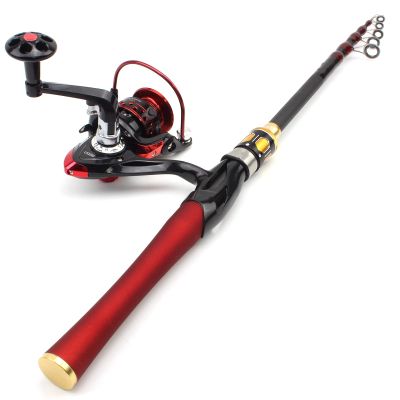 Red Lure Rod Fishing Reel Combination, Rod Reel Combos, Bait Bass Rod and 13BB Fishing Reel Set, Carbon Fiber Portable Rod, Foldable Trout Fishing Rod, Pescal 1.8m-2.7m ZYHYD