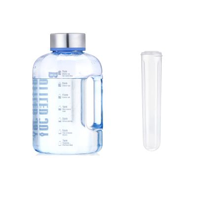 2.2L Water Bottle, BPA Free Large Sport Water Jug with Motivational Time Marker Reminder Leak-Proof Drinking Half Gallon Water Bottle for Camping Sports Workouts and Outdoor(Color:Blue)