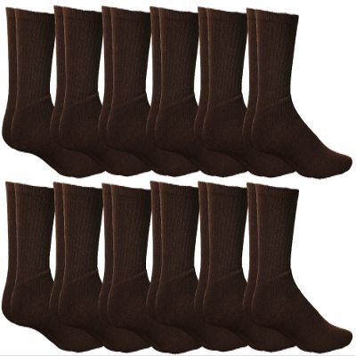 Yacht & Smith 6 Pairs Of Thermal Diabetic Crew Socks For Unisex, Soft Marled, Ringspun Cotton, Seamless Toe, Loose Top, Bulk (12 Pairs Mens Brown, Mens (10-13))